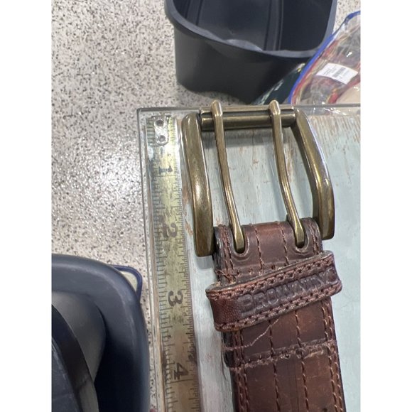 Browning Double Prong Buckle Waist Belt Mens 34 / 85 Adjustable Leather Brown - Picture 6 of 7